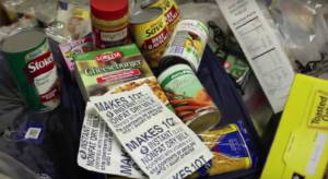 collection of food to go in backpacks for hungry kids